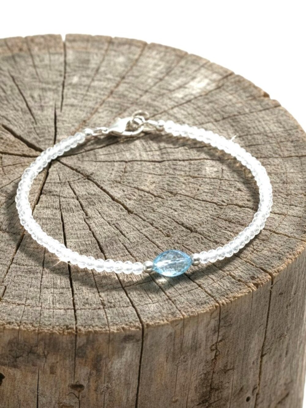 Handcrafted Icy Blue and White Topaz Bracelet in Sterling Silver